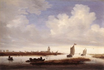  visto Pintura - Vista de Deventer vista desde el paisaje marino del barco del noroeste Salomon van Ruysdael